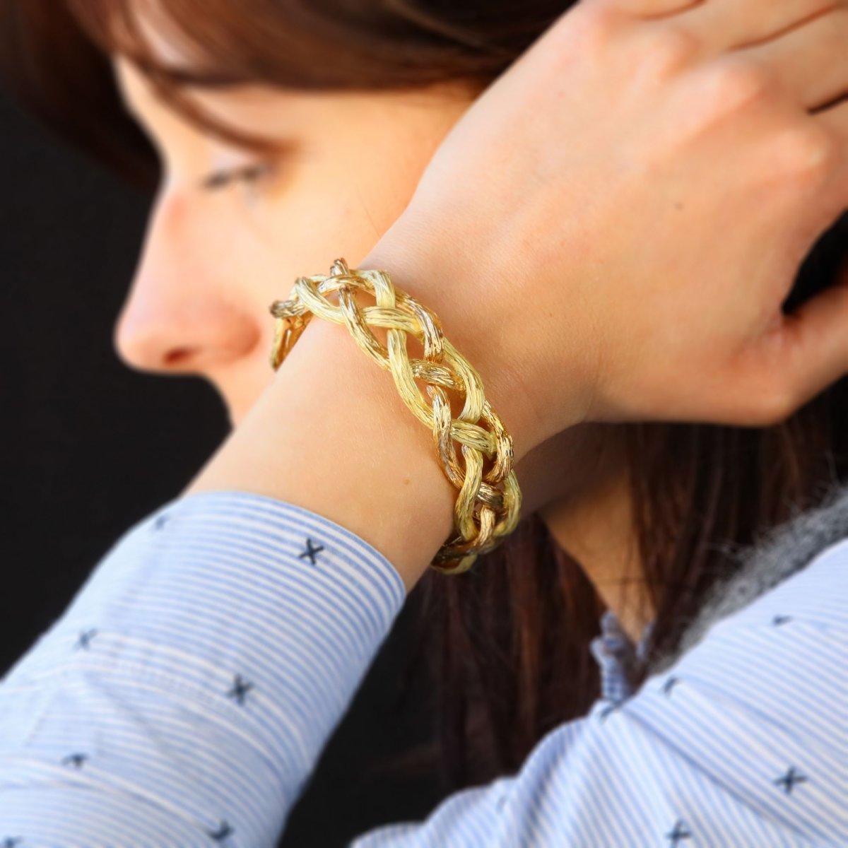 Vintage 2 Gold Braid Bracelet-photo-2