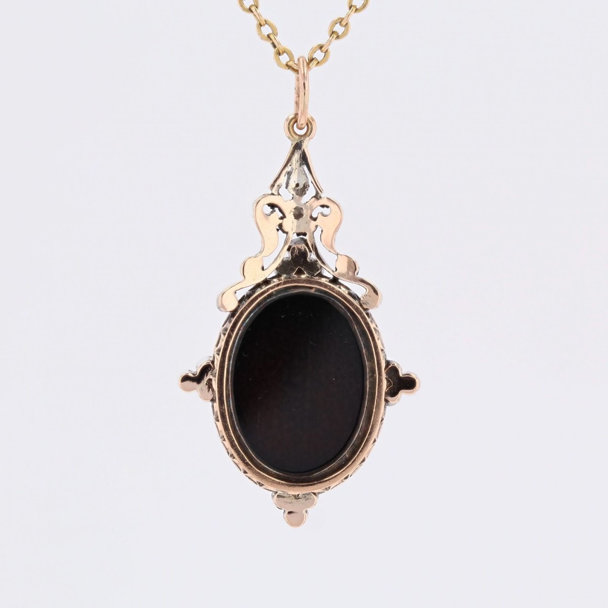 Pendentif ancien camée et diamants taillés en rose-photo-6