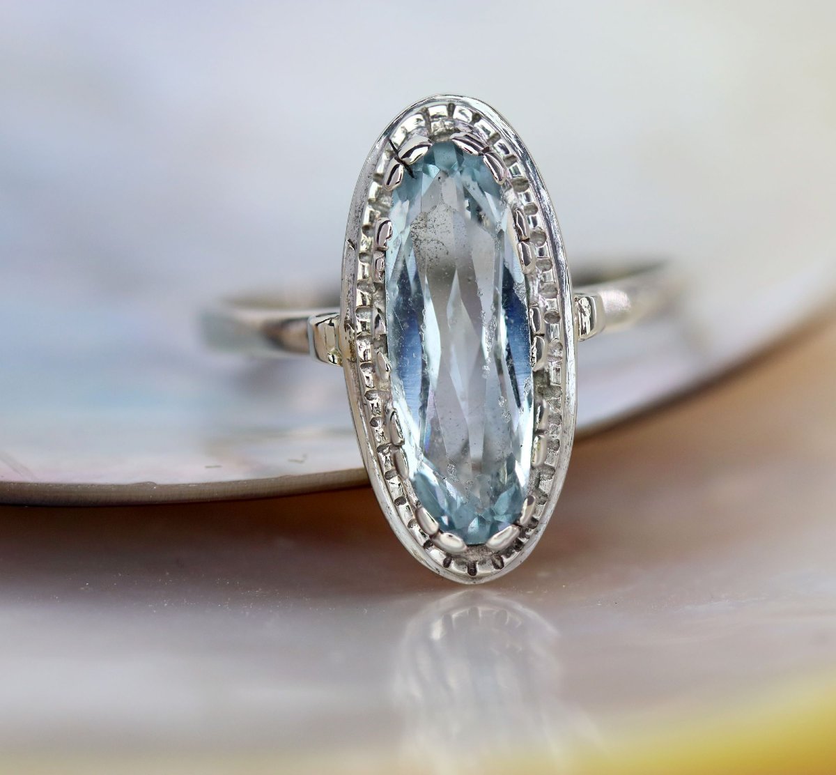 Antique Oval Aquamarine Ring-photo-3