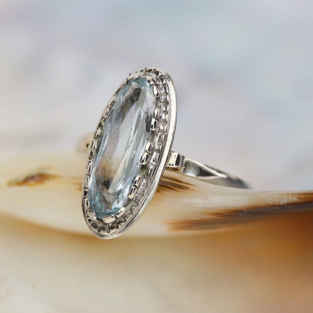 Antique Oval Aquamarine Ring-photo-5