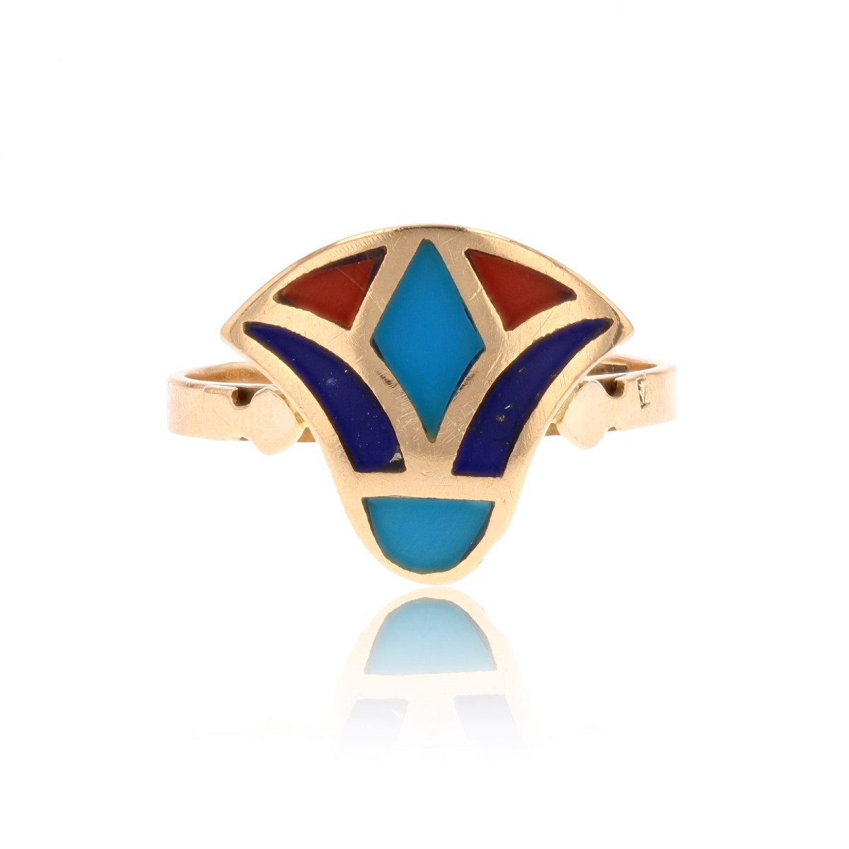 Egyptian Yellow Gold Enamel Ring