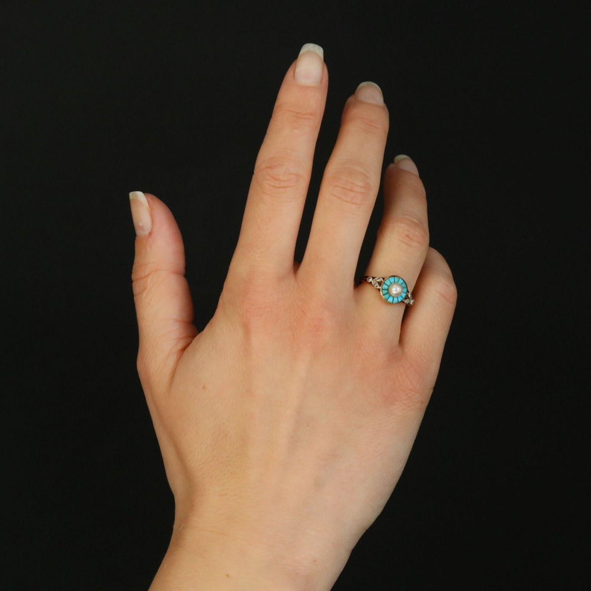 Antique Turquoise, Pearls And Diamonds Set-photo-1