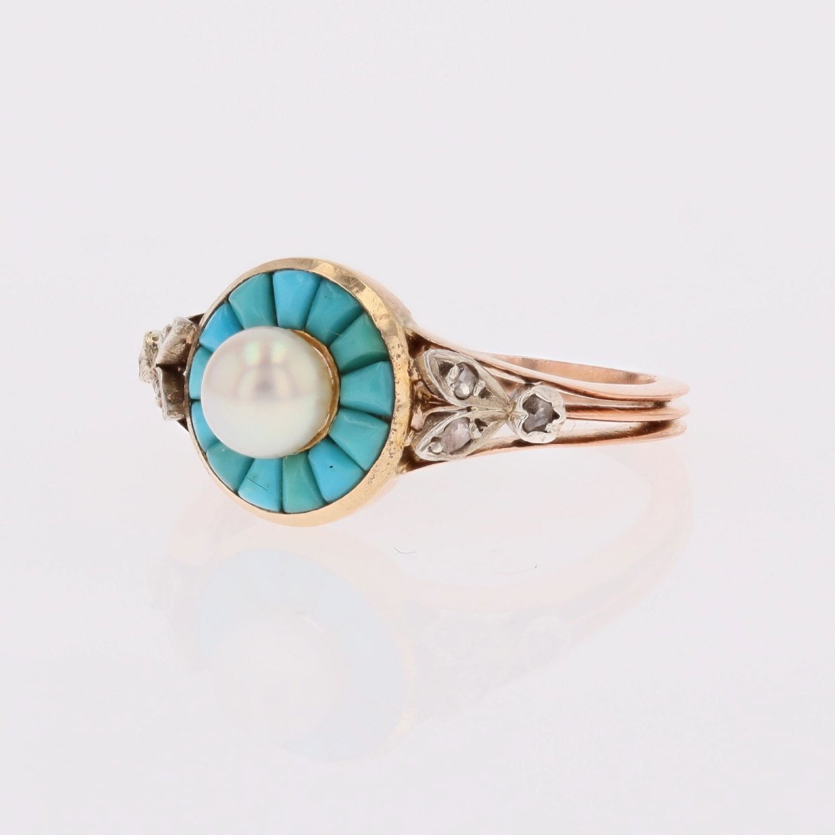 Antique Turquoise, Pearls And Diamonds Set-photo-2