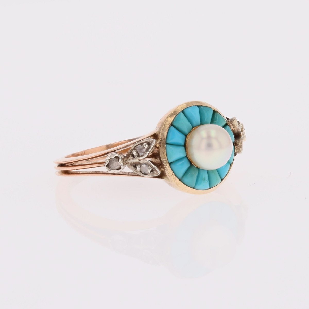 Antique Turquoise, Pearls And Diamonds Set-photo-3