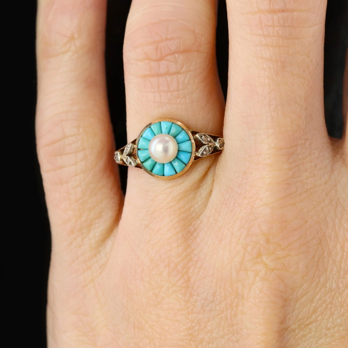 Antique Turquoise, Pearls And Diamonds Set-photo-4
