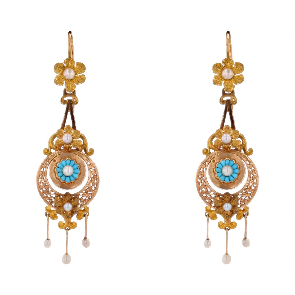 Antique Turquoise, Pearls And Diamonds Set-photo-6