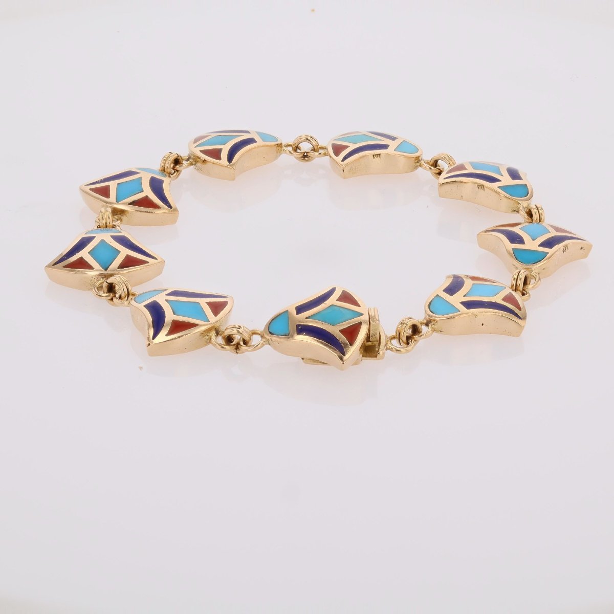 Yellow Gold Egyptian Enamel Bracelet-photo-1