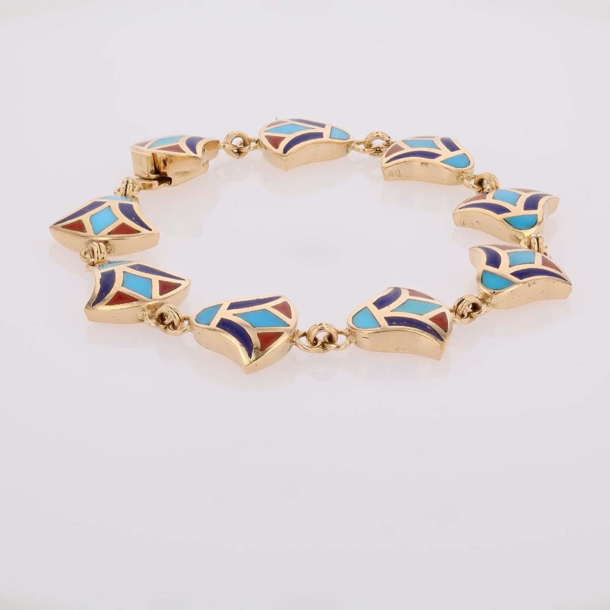 Yellow Gold Egyptian Enamel Bracelet-photo-2