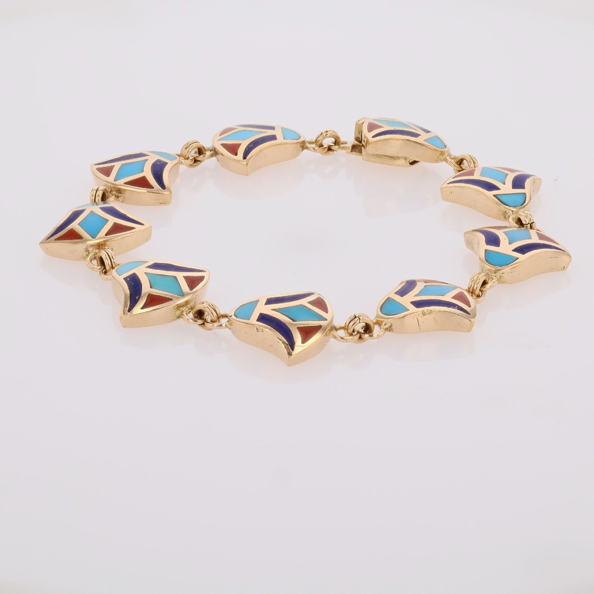 Yellow Gold Egyptian Enamel Bracelet-photo-4
