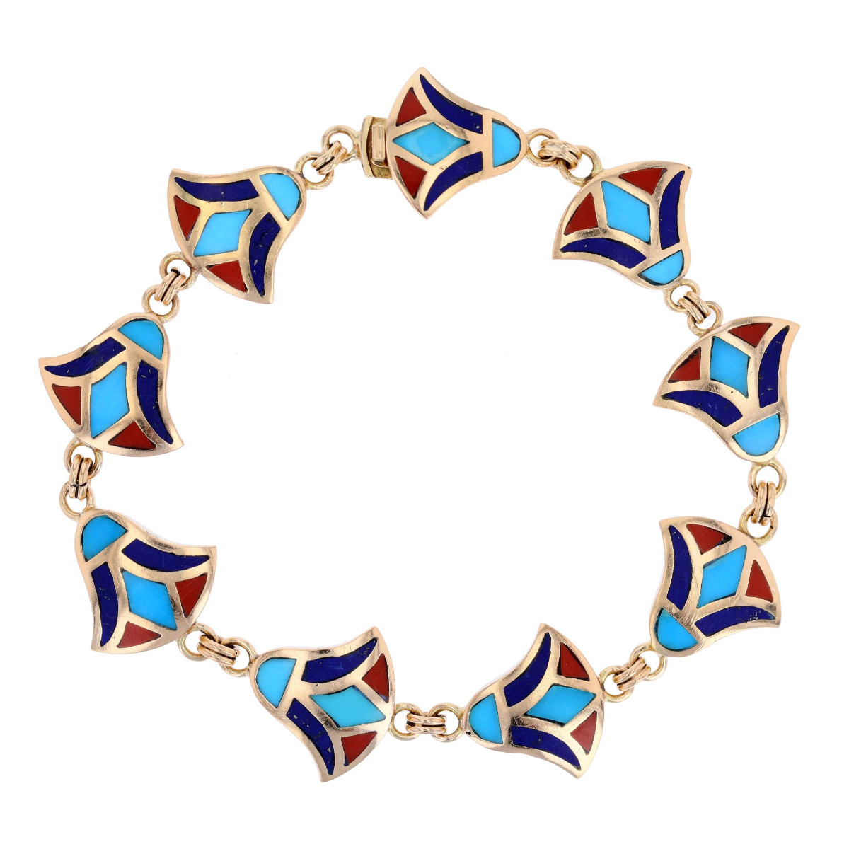 Yellow Gold Egyptian Enamel Bracelet