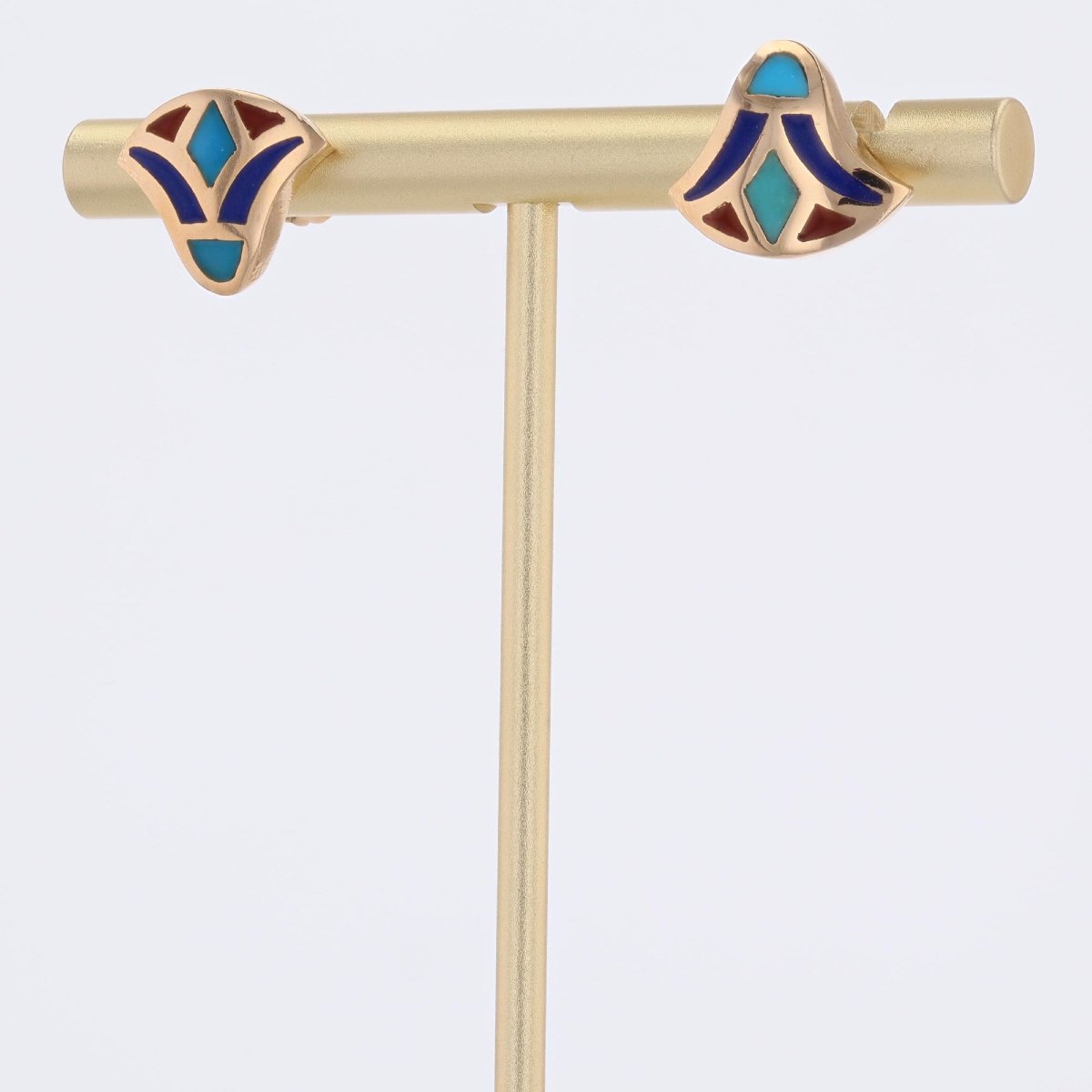 Egyptian Gold Enamel Earrings-photo-4