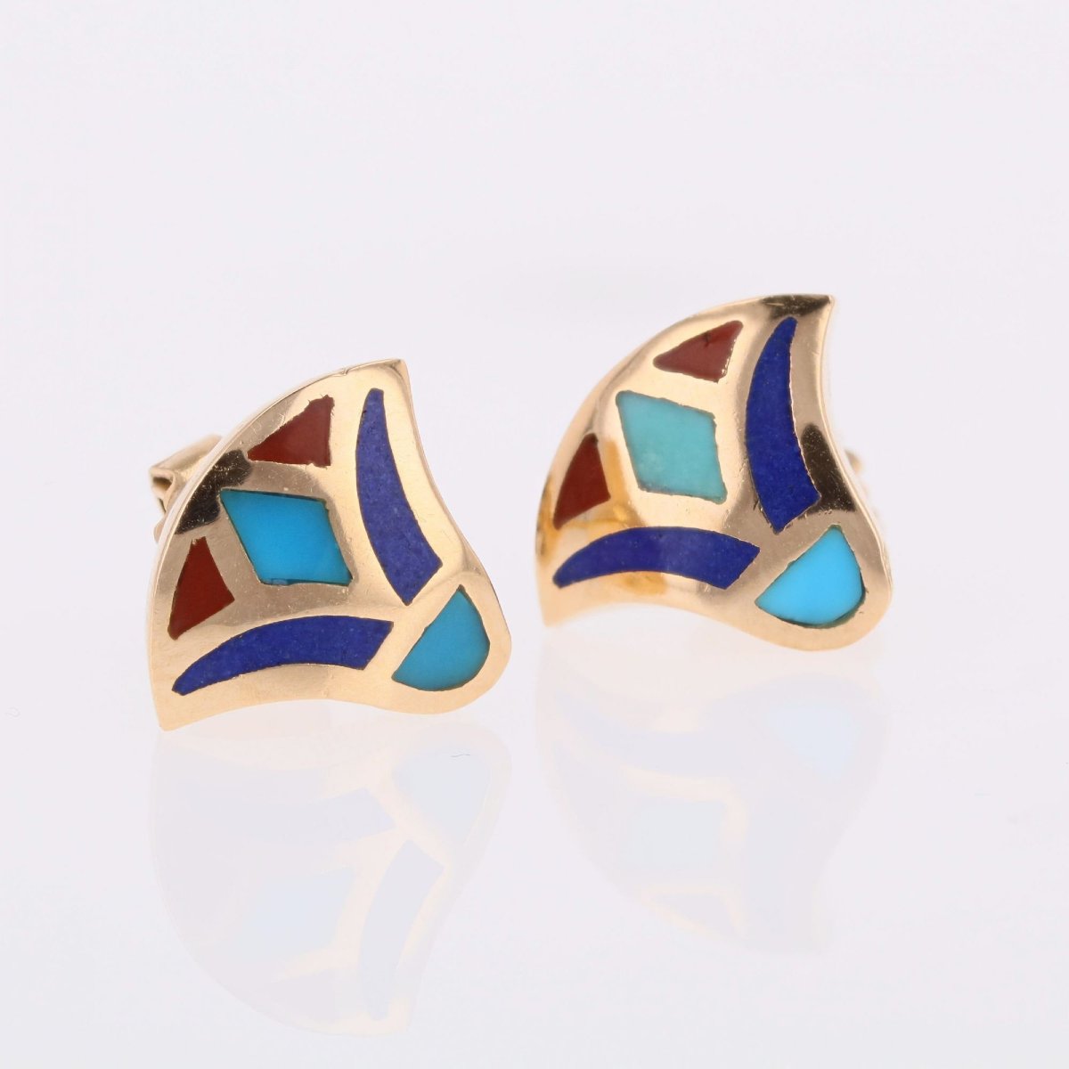 Egyptian Gold Enamel Earrings-photo-3