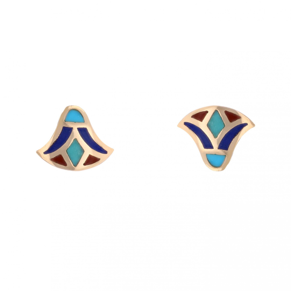 Egyptian Gold Enamel Earrings