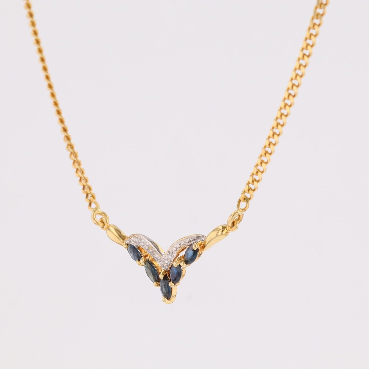Yellow Gold Sapphire And Diamond Necklace-photo-1