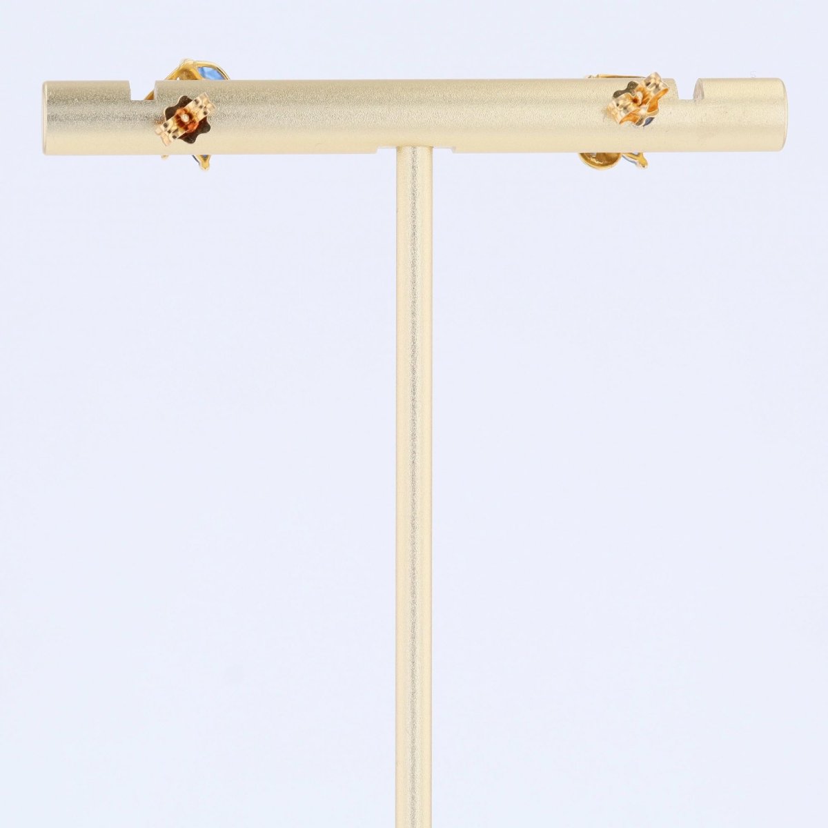 Earrings Yellow Gold Diamonds Sapphires Navette-photo-5