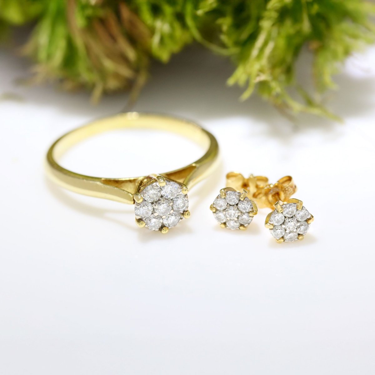 Bague or jaune fleur diamants-photo-3