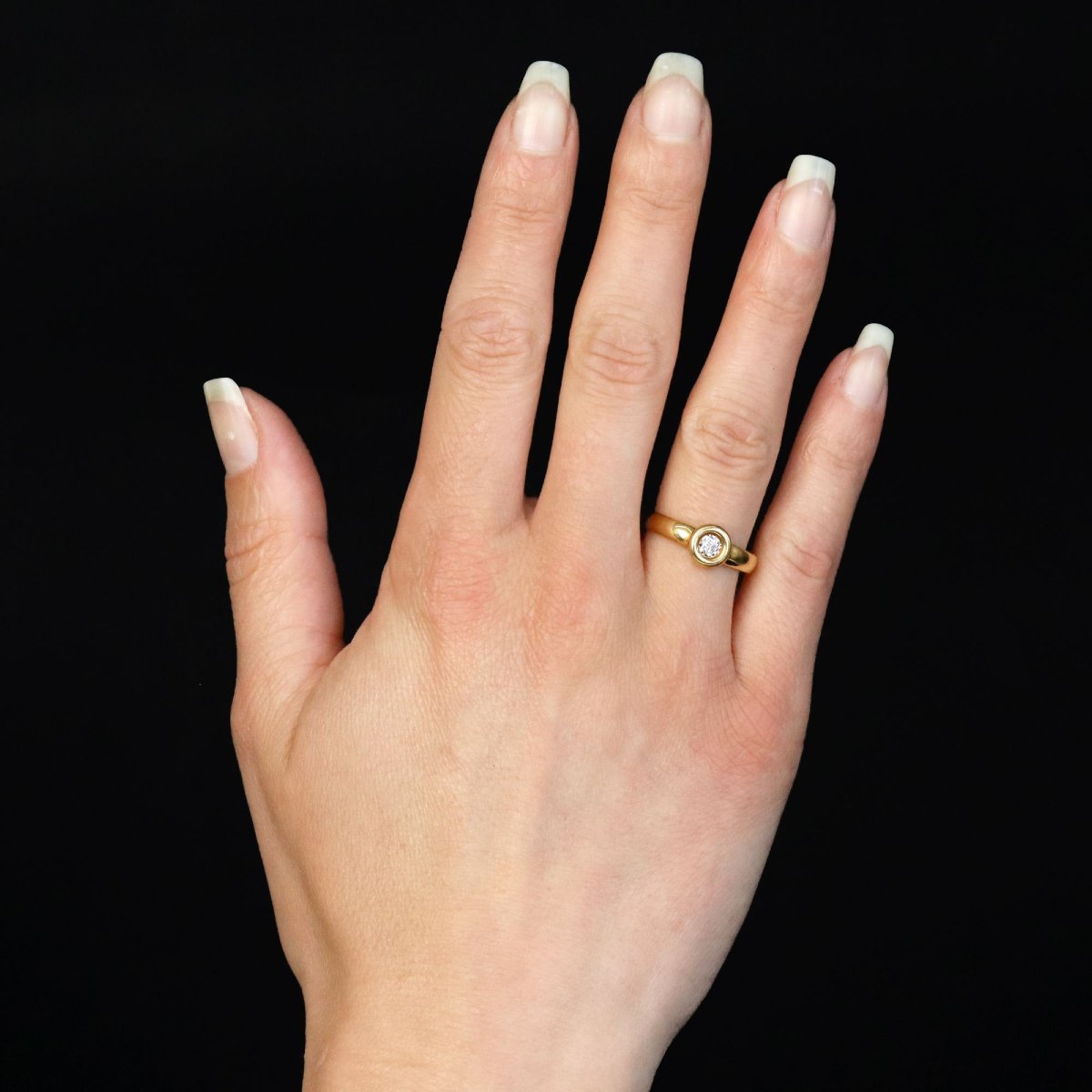 Bague or jaune rond diamant-photo-2