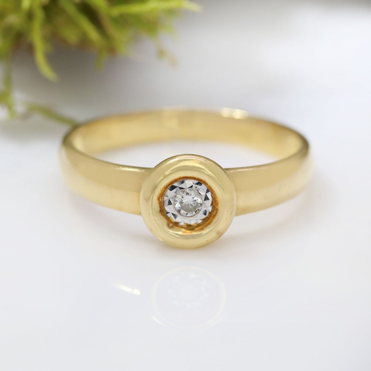 Bague or jaune rond diamant-photo-3