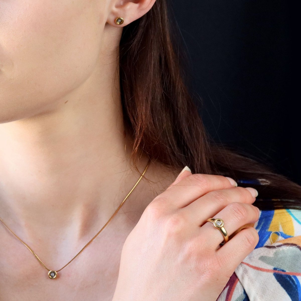 Bague or jaune rond diamant-photo-4