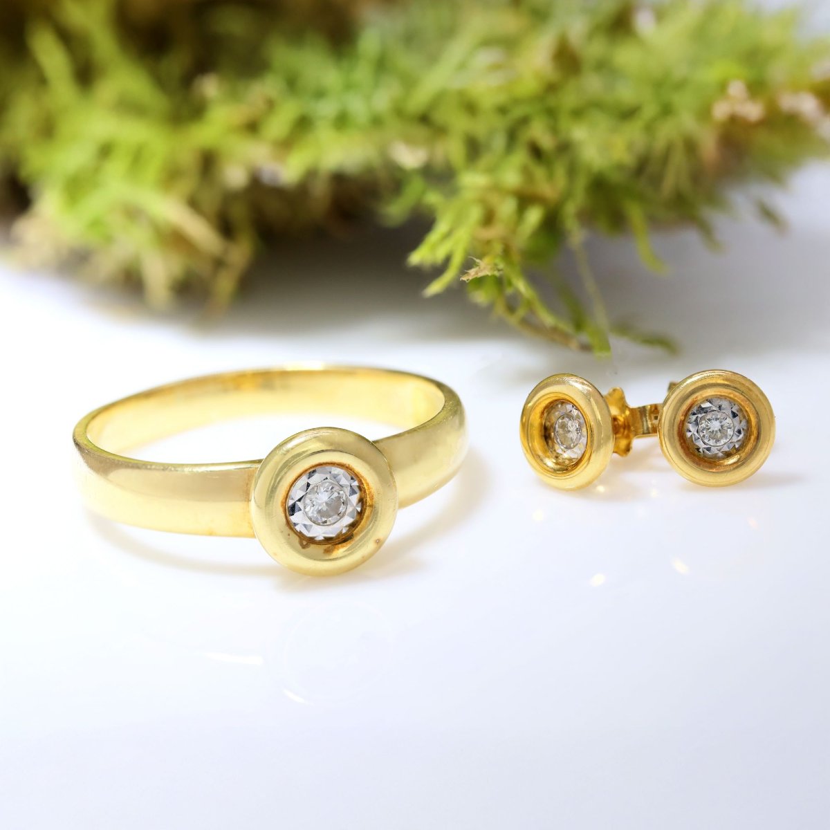 Bague or jaune rond diamant-photo-5