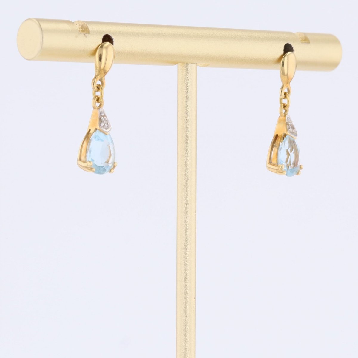 Pendants d'oreilles topazes diamants or jaune-photo-1