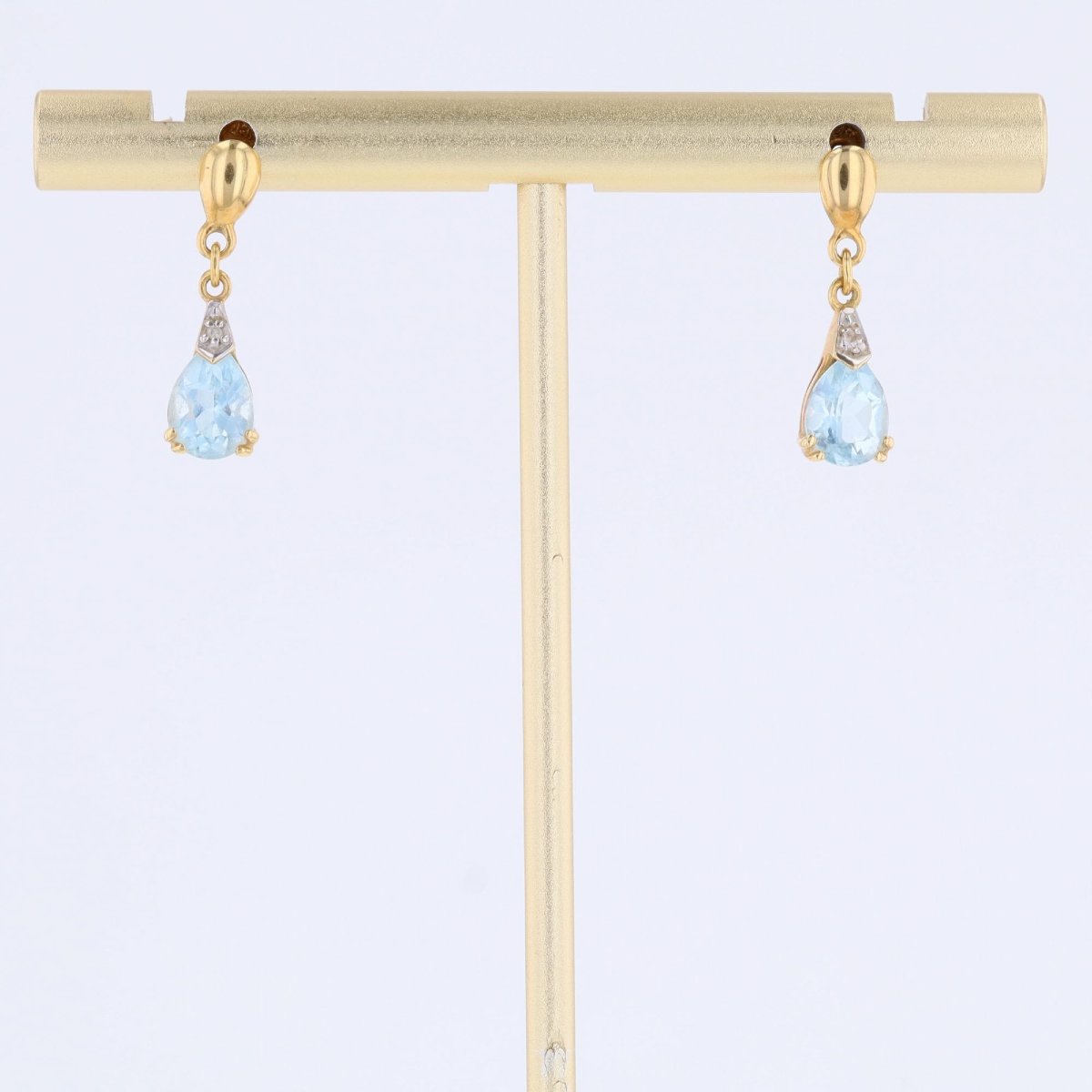 Pendants d'oreilles topazes diamants or jaune-photo-4