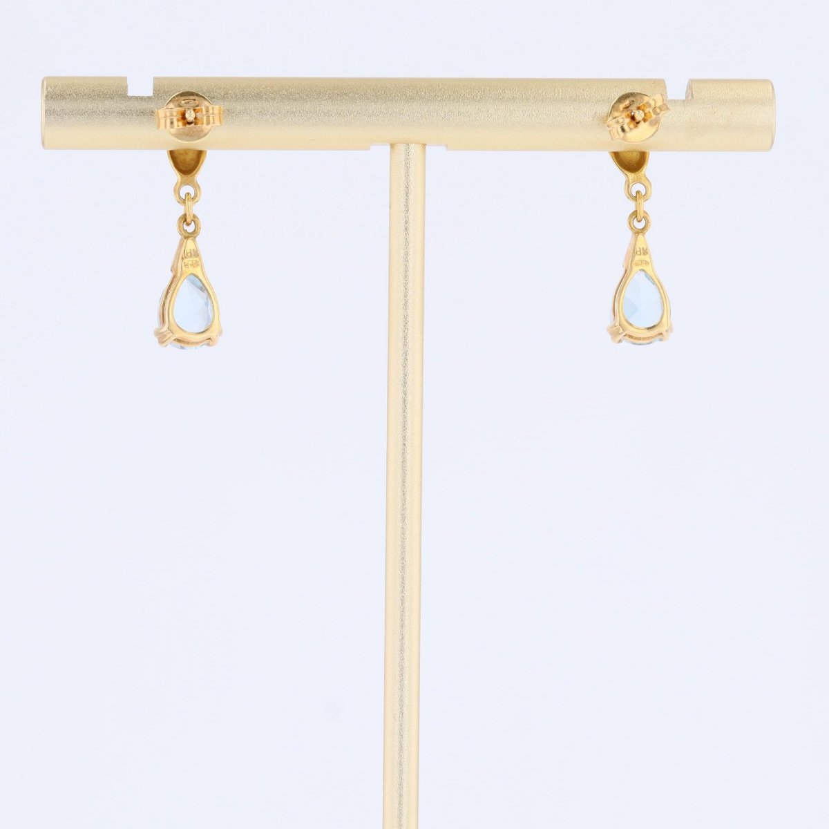 Pendants d'oreilles topazes diamants or jaune-photo-5