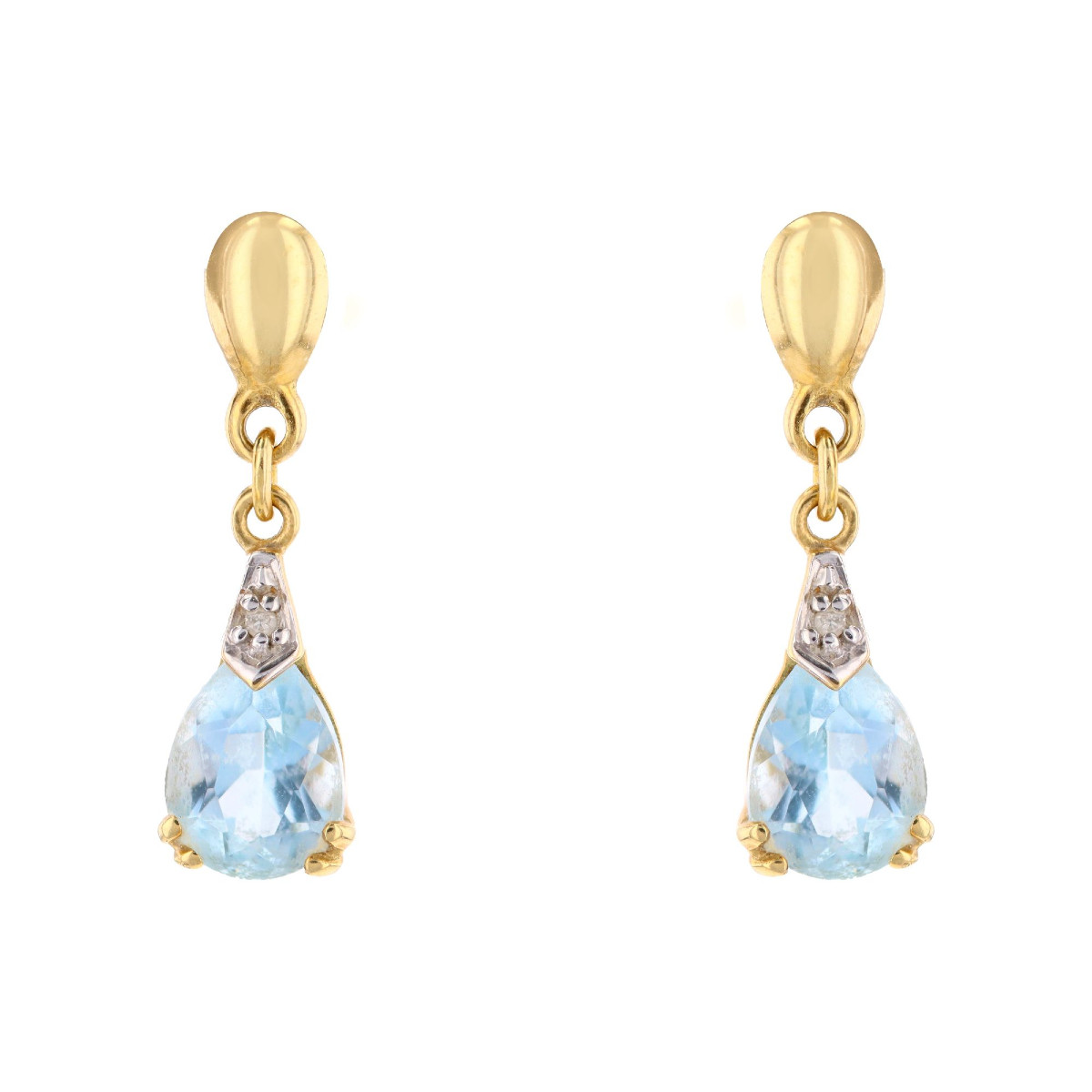Pendants d'oreilles topazes diamants or jaune