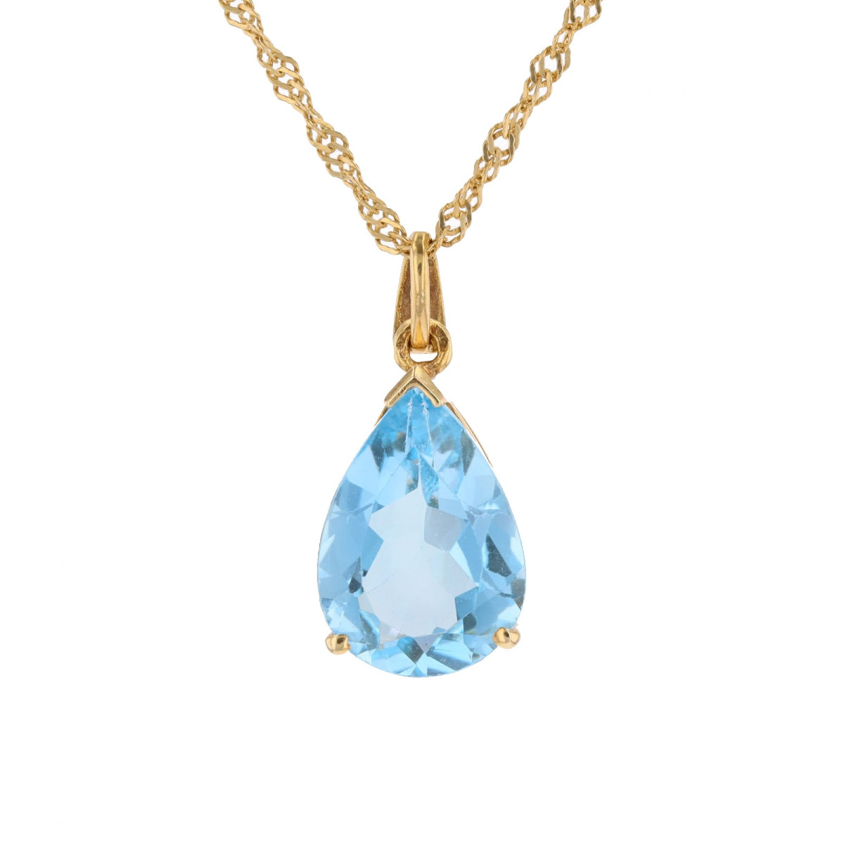 Pear-cut Topaz Pendant With Twisted Yellow Gold Chain