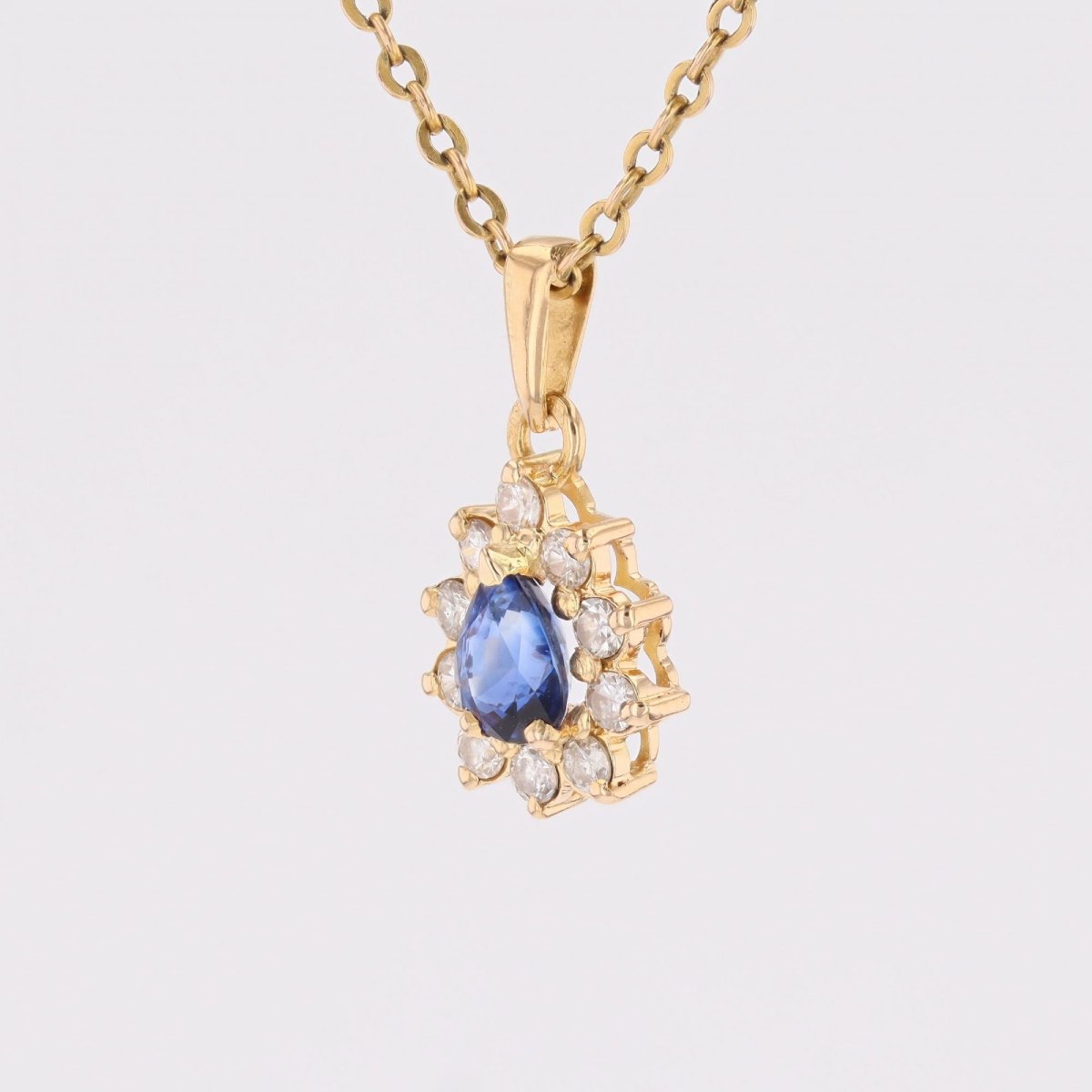 Sapphire Diamond Pendant Yellow Gold Occasion-photo-4