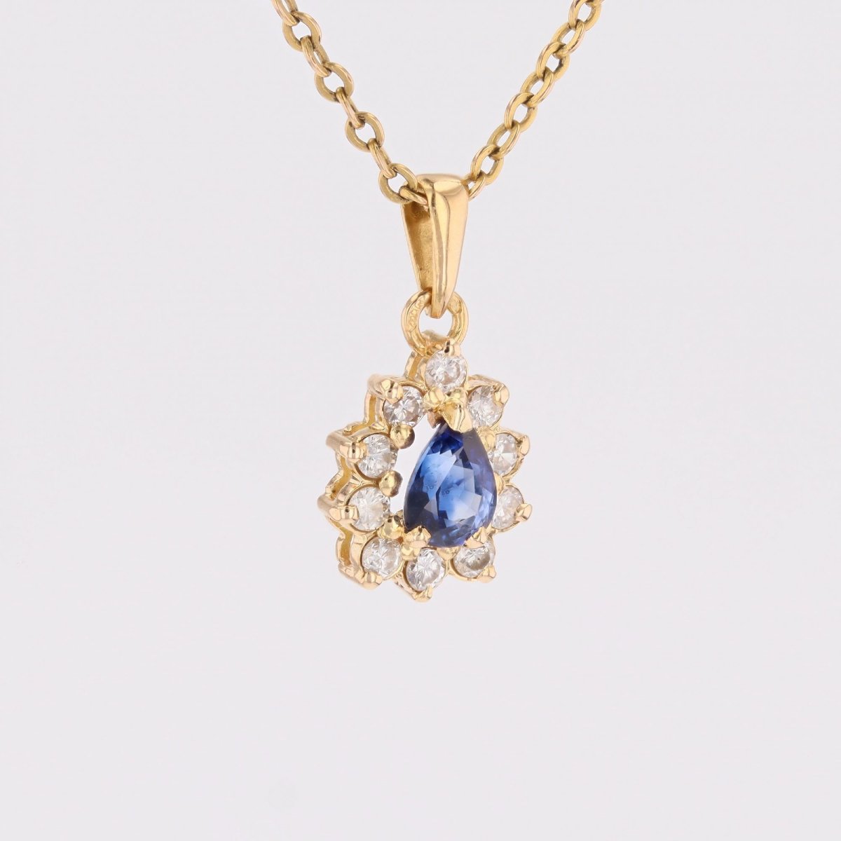 Sapphire Diamond Pendant Yellow Gold Occasion-photo-1