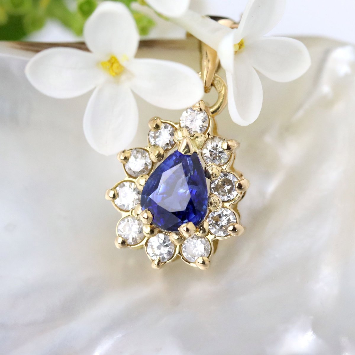 Sapphire Diamond Pendant Yellow Gold Occasion-photo-3