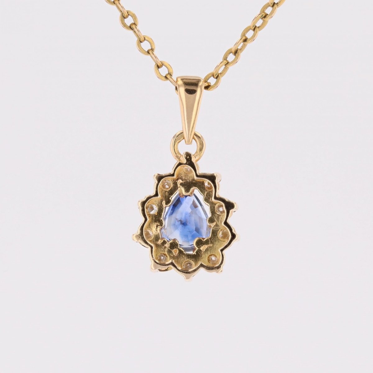 Sapphire Diamond Pendant Yellow Gold Occasion-photo-4