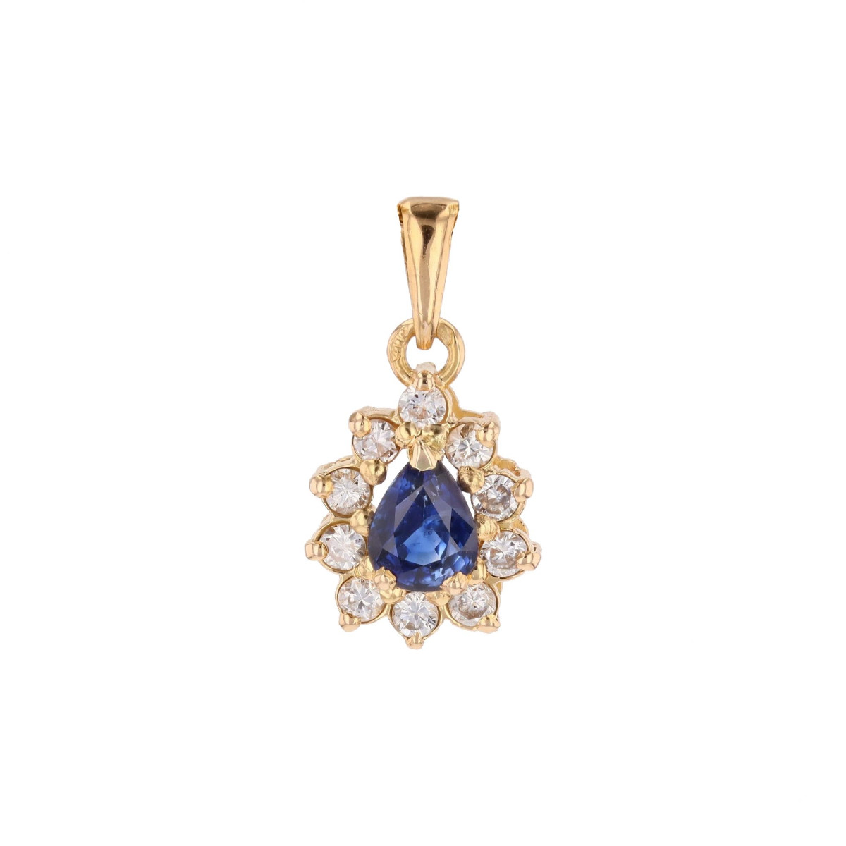 Sapphire Diamond Pendant Yellow Gold Occasion