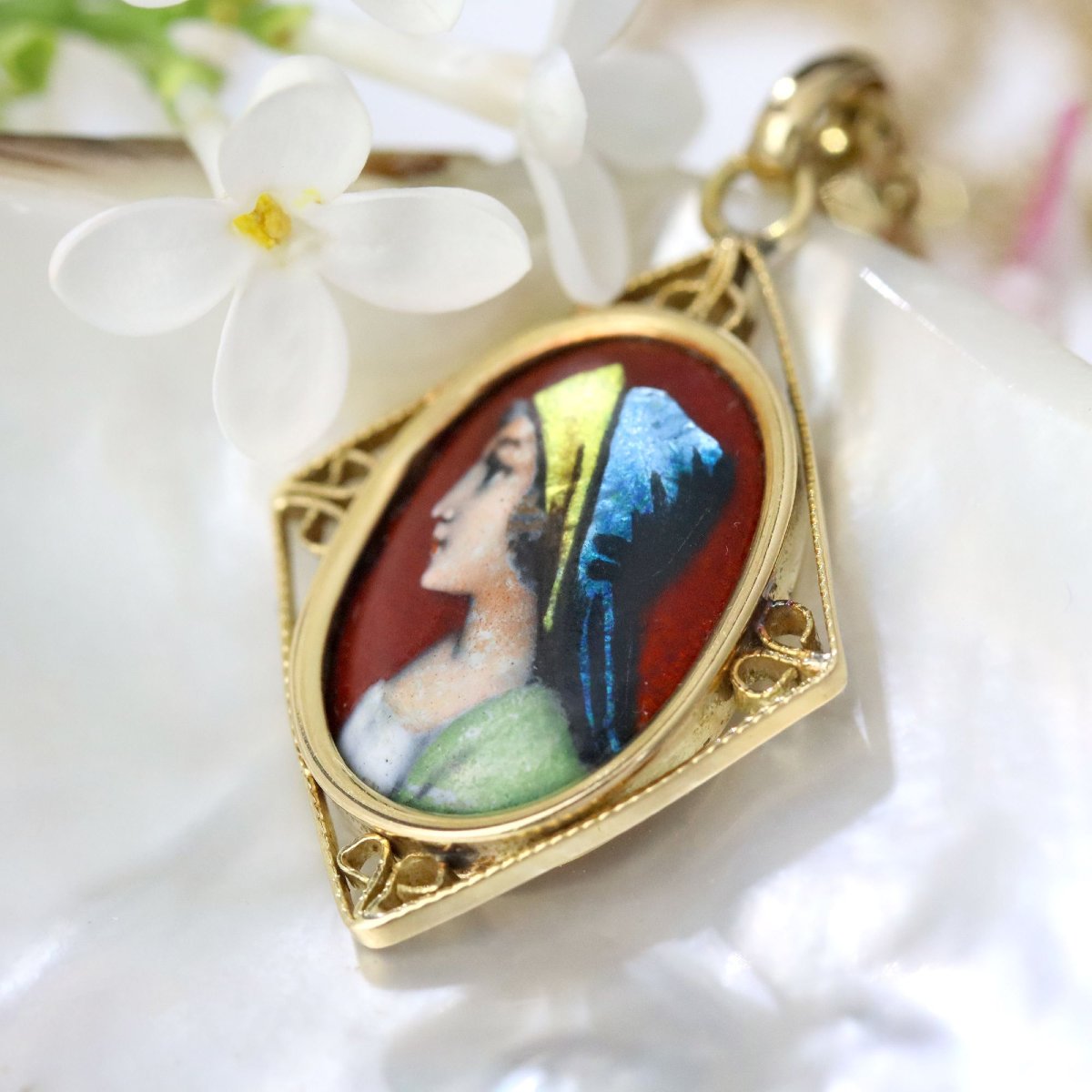 Pendant Limoges Enamel Yellow Gold-photo-3