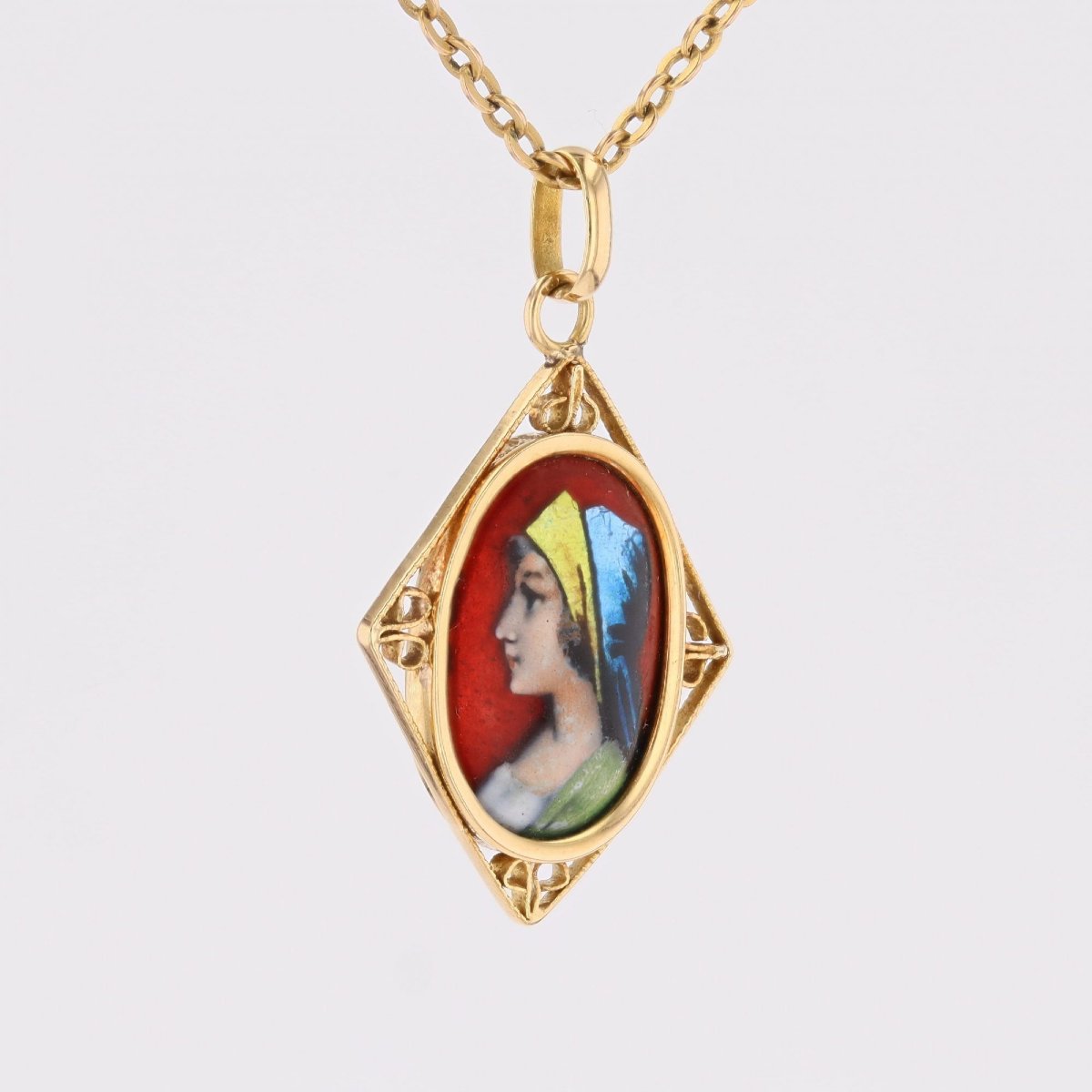 Pendant Limoges Enamel Yellow Gold-photo-1
