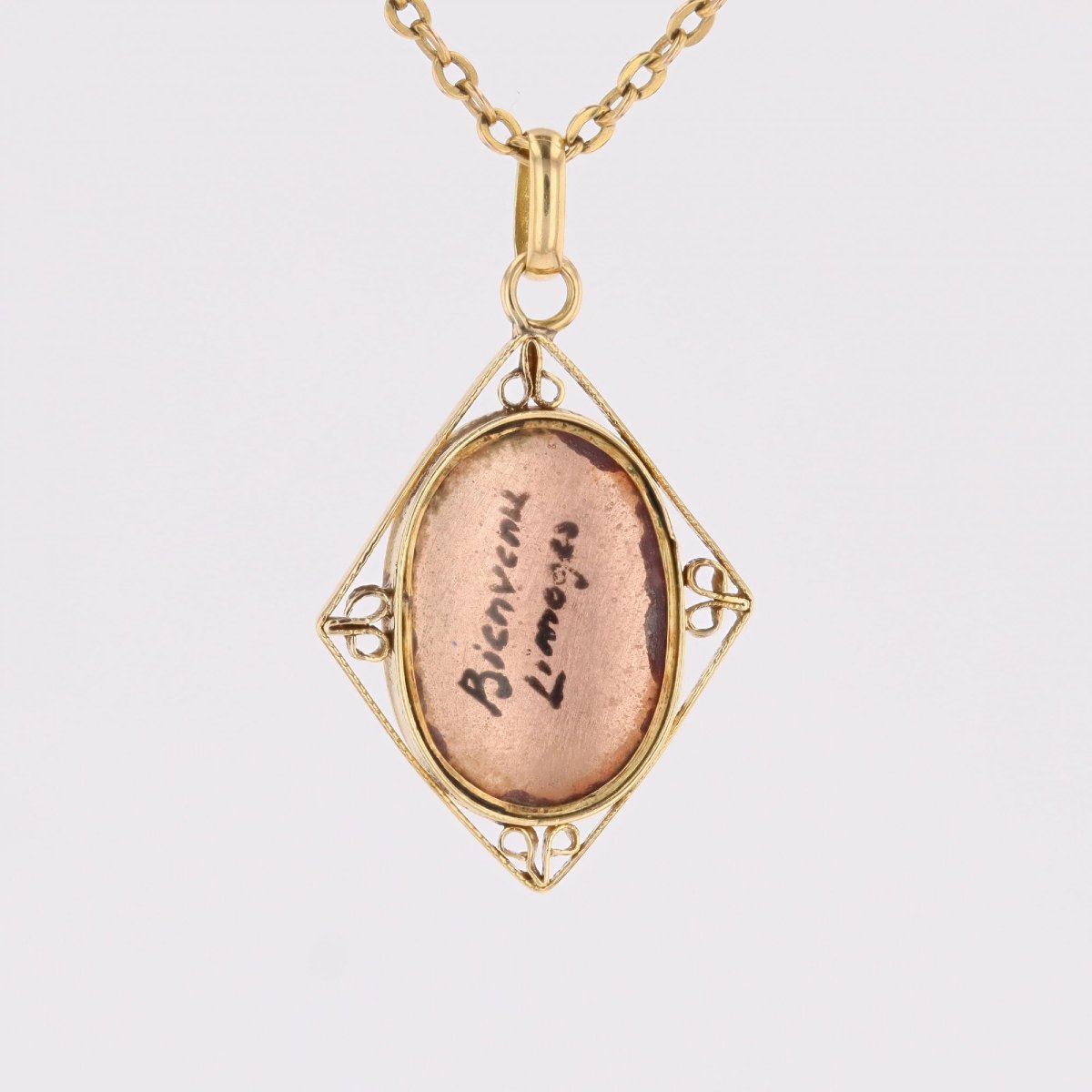 Pendant Limoges Enamel Yellow Gold-photo-3