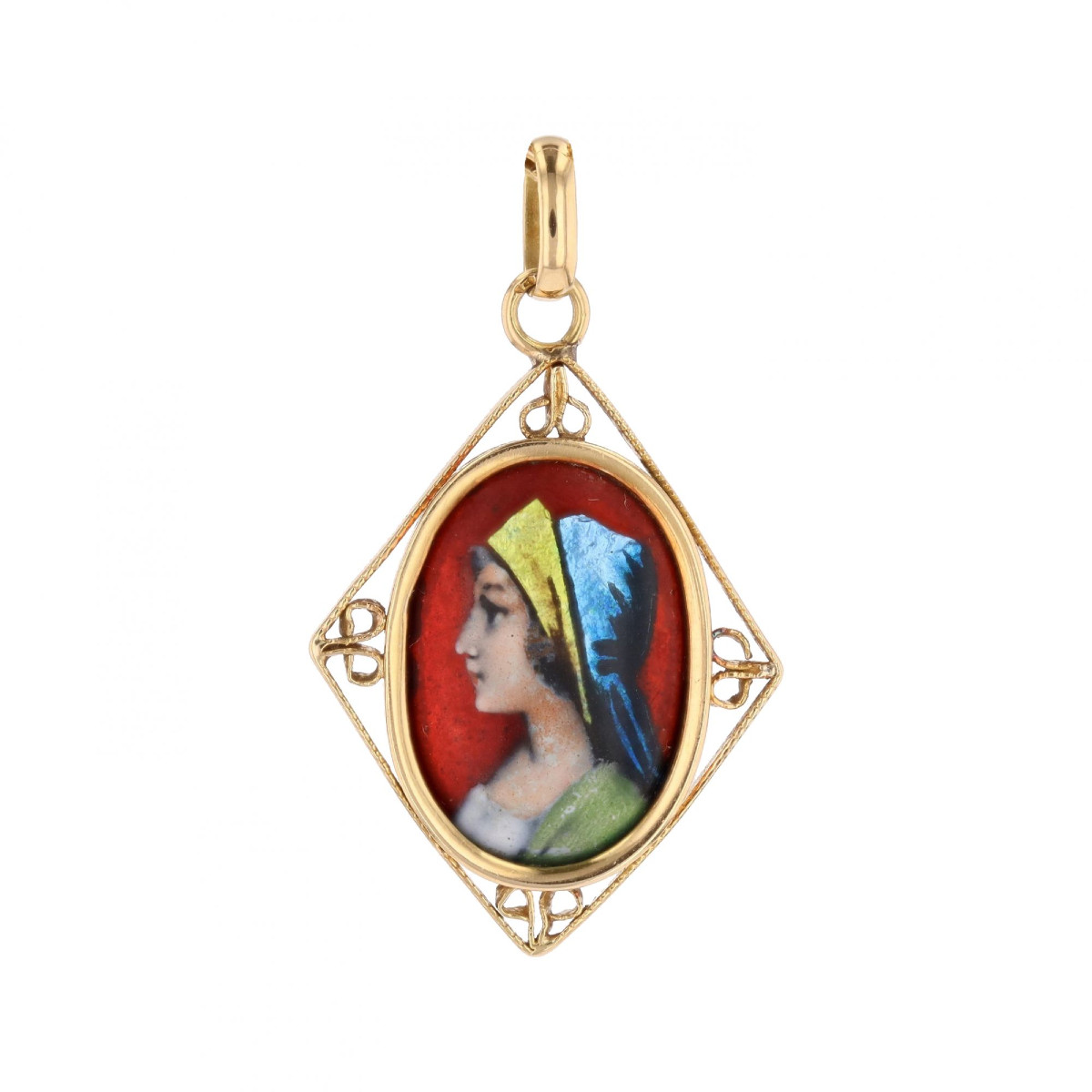 Pendant Limoges Enamel Yellow Gold