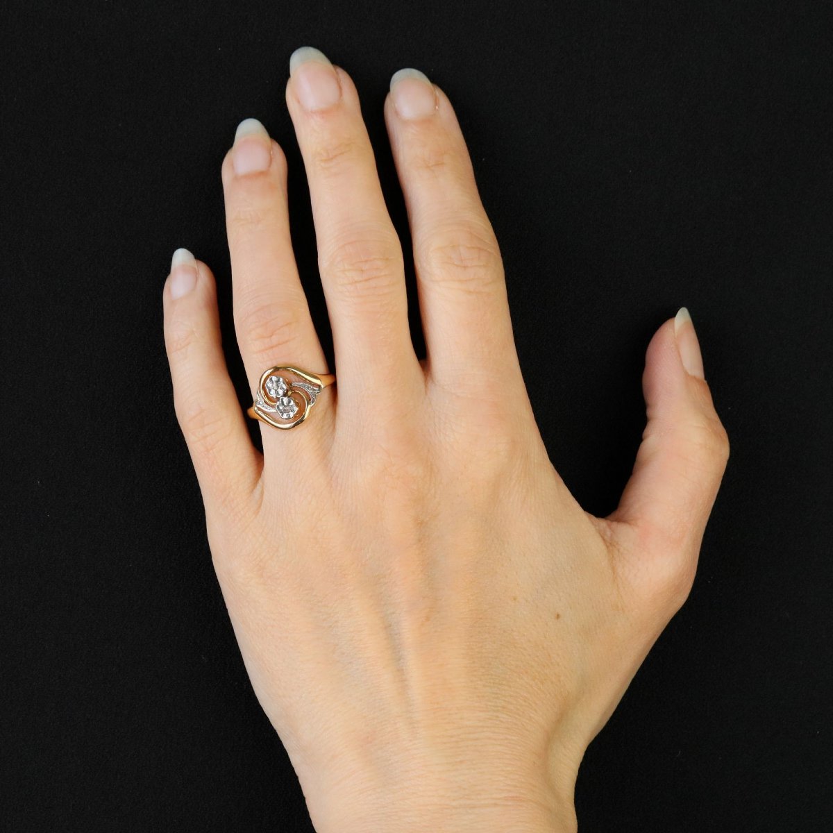 Toi Et Moi Antique Gold Diamond Ring-photo-4