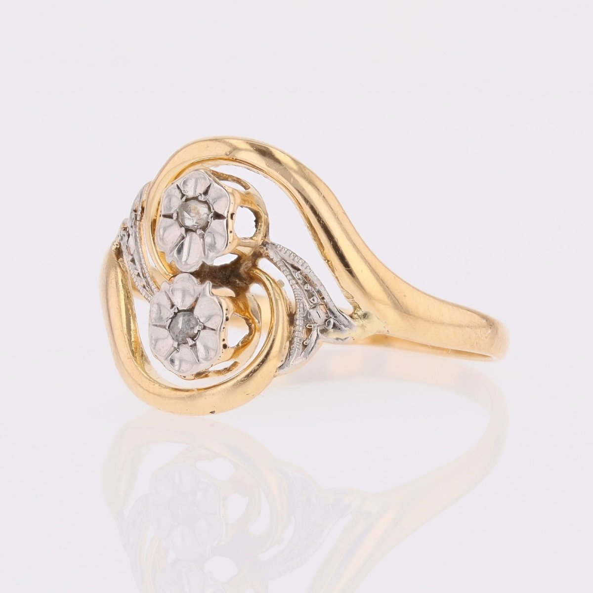 Toi Et Moi Antique Gold Diamond Ring-photo-1