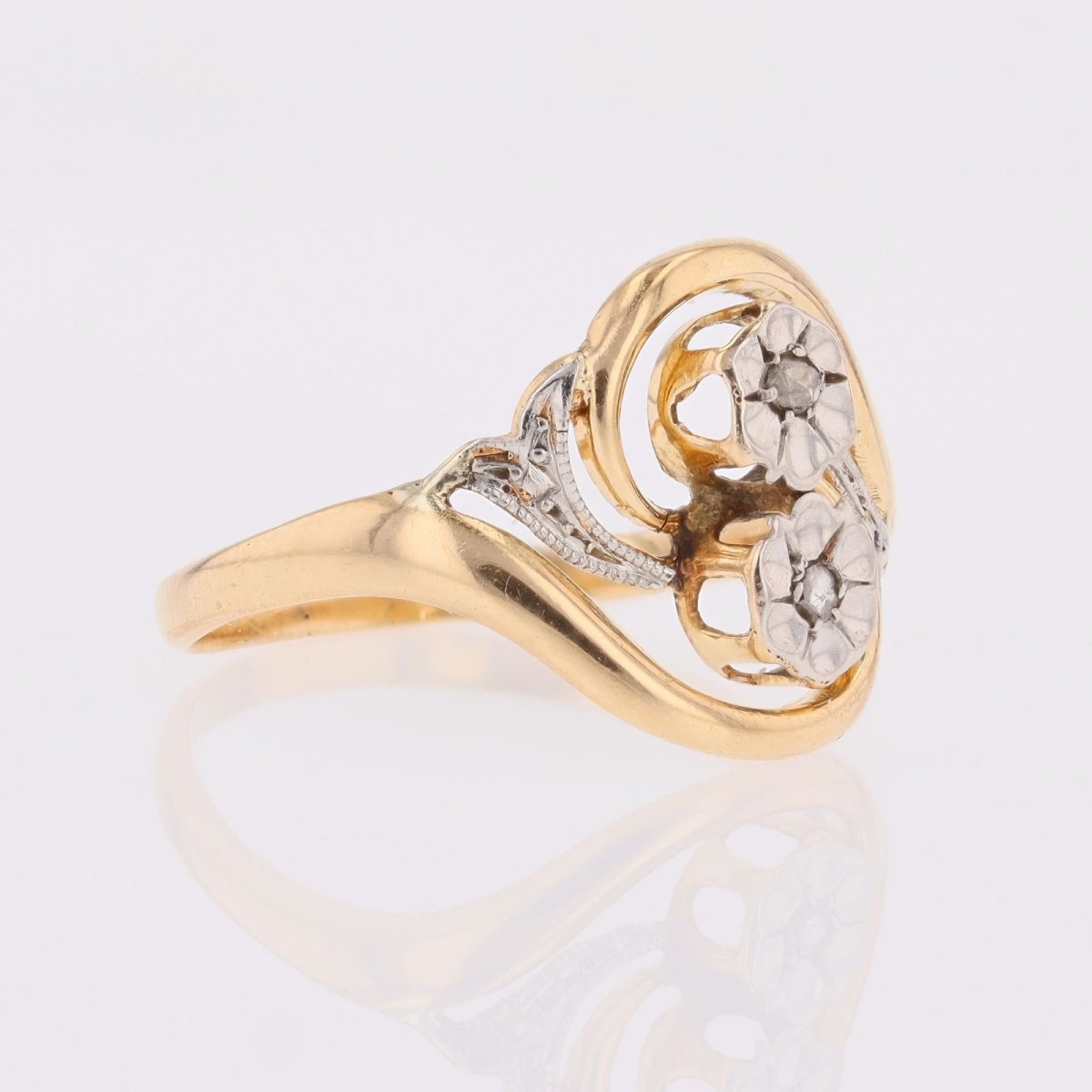 Toi Et Moi Antique Gold Diamond Ring-photo-2