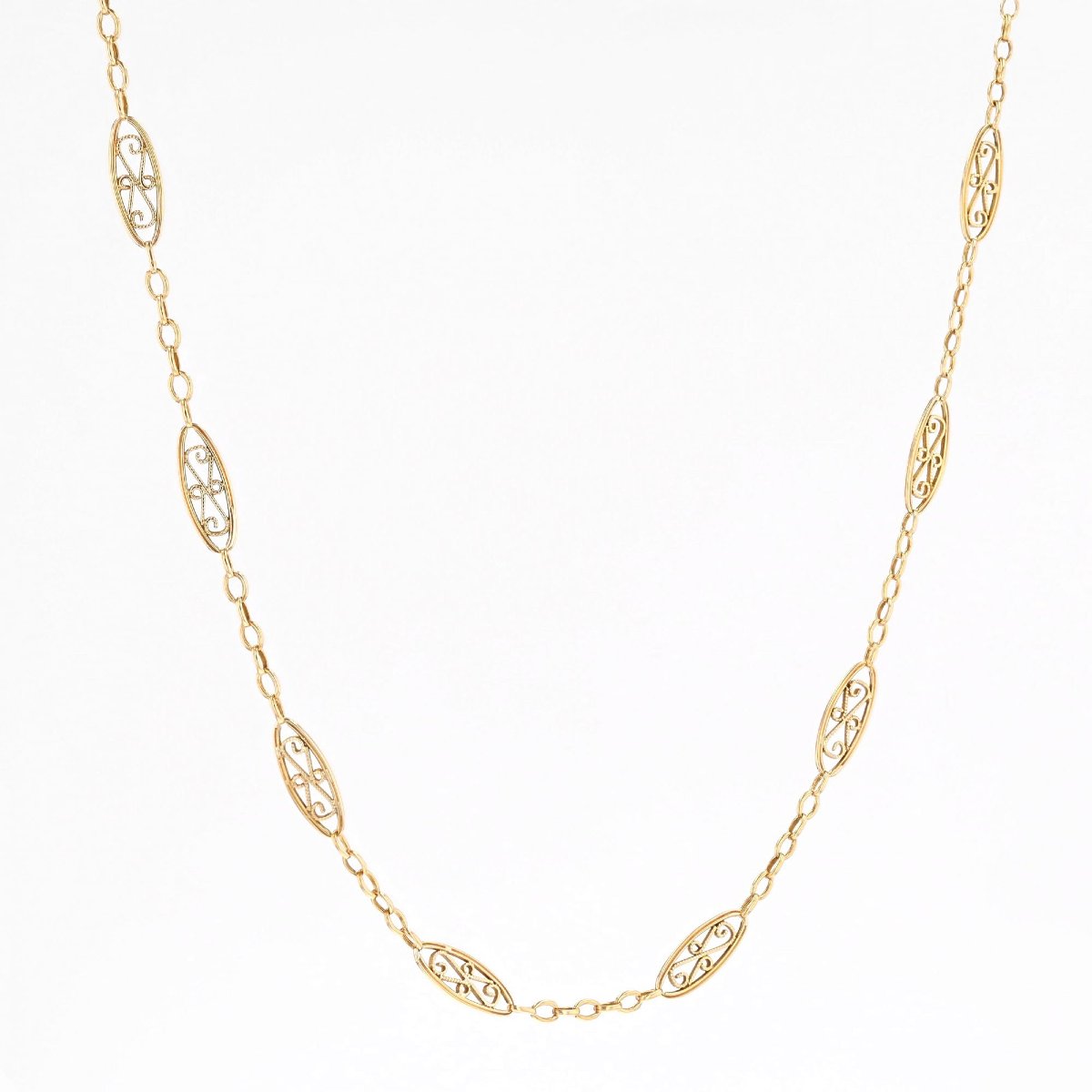 Antique Filigree Yellow Gold Chain-photo-4