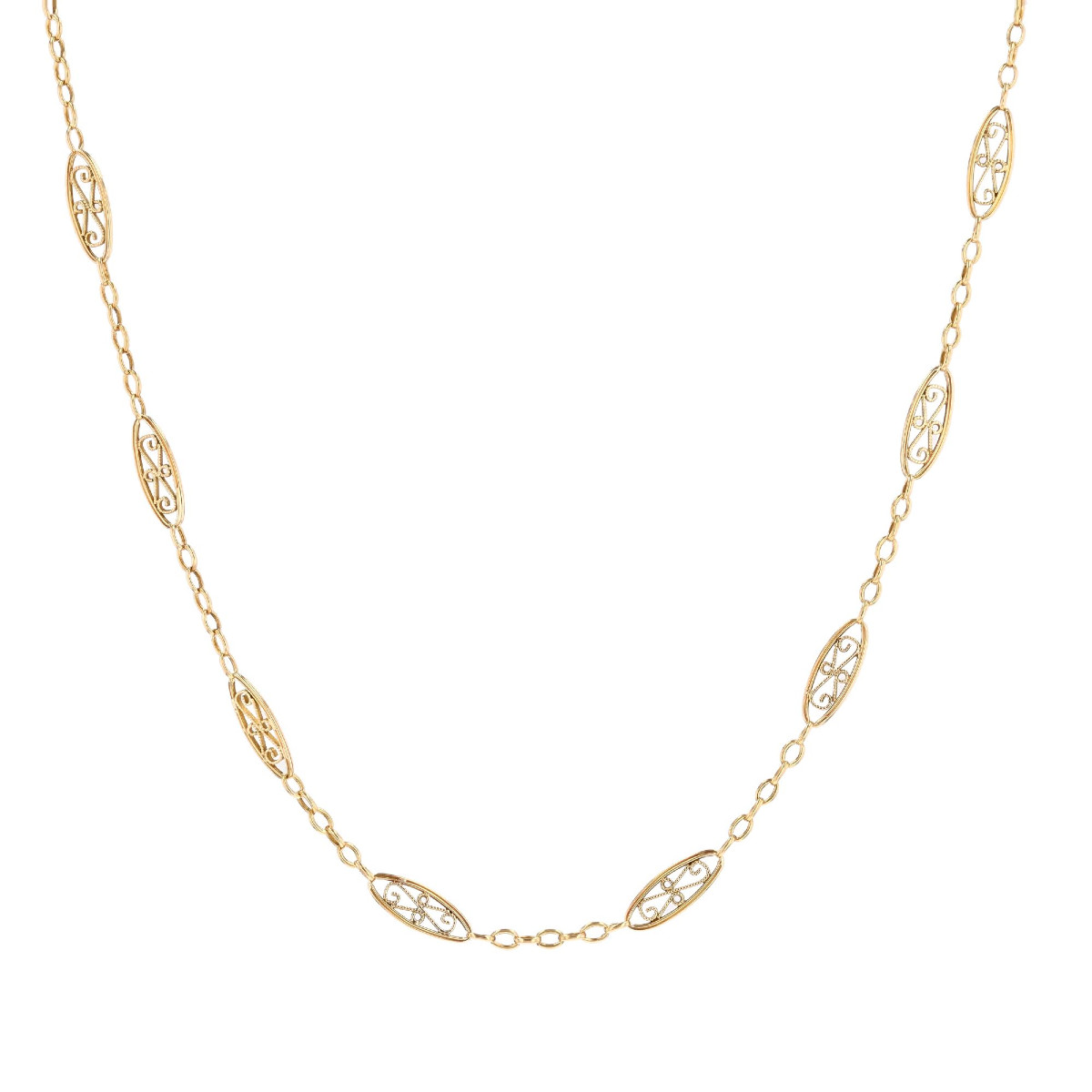 Antique Filigree Yellow Gold Chain