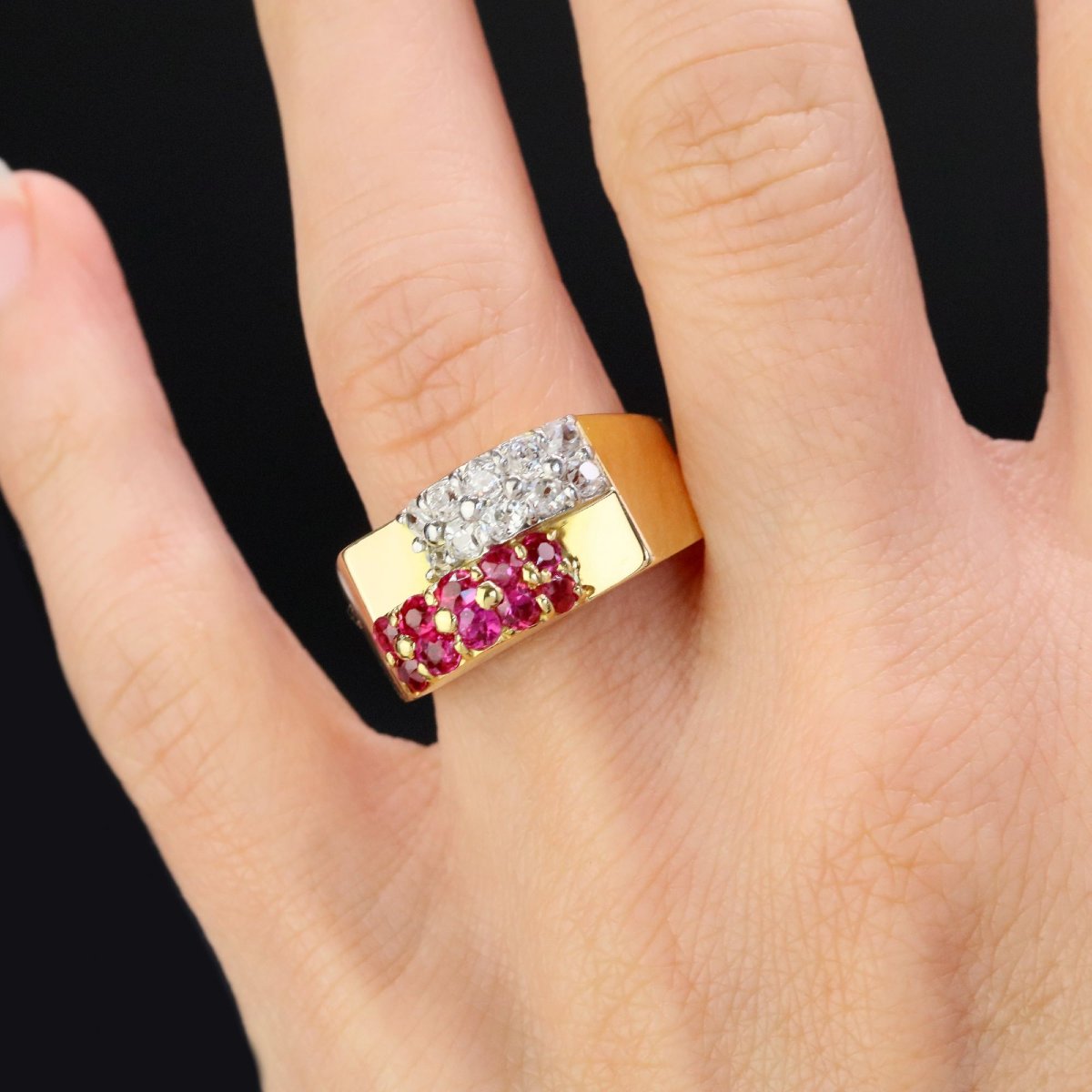 Diamond And Ruby Duo Tank Ring-photo-2