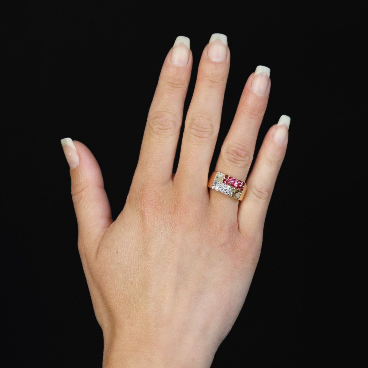 Diamond And Ruby Duo Tank Ring-photo-2