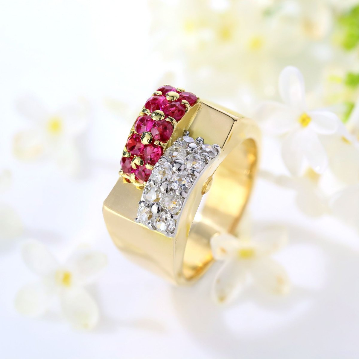 Diamond And Ruby Duo Tank Ring-photo-6