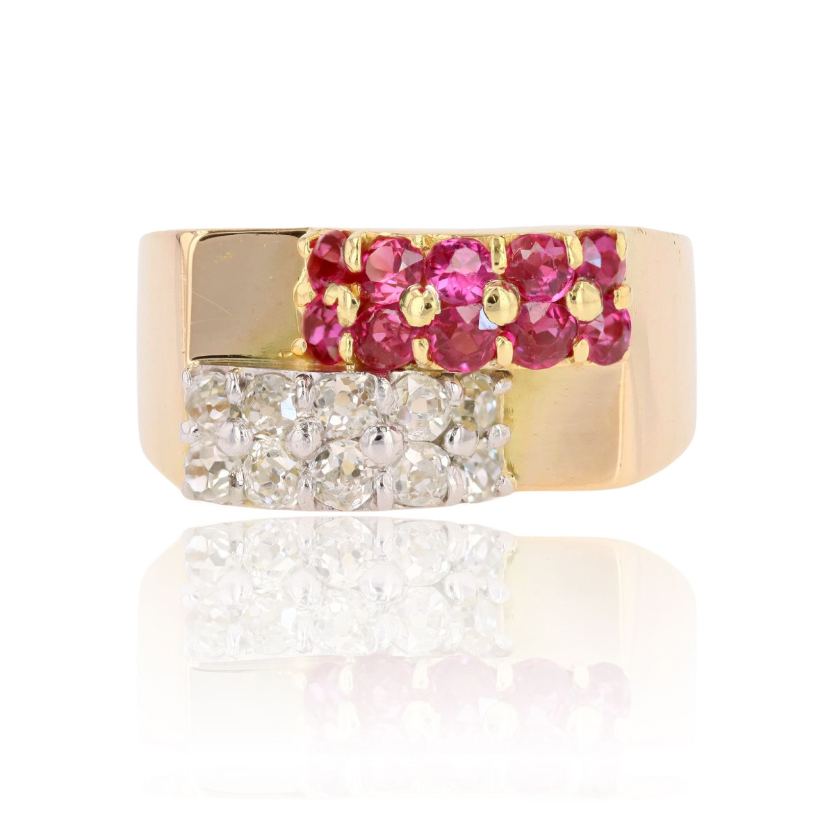 Diamond And Ruby Duo Tank Ring