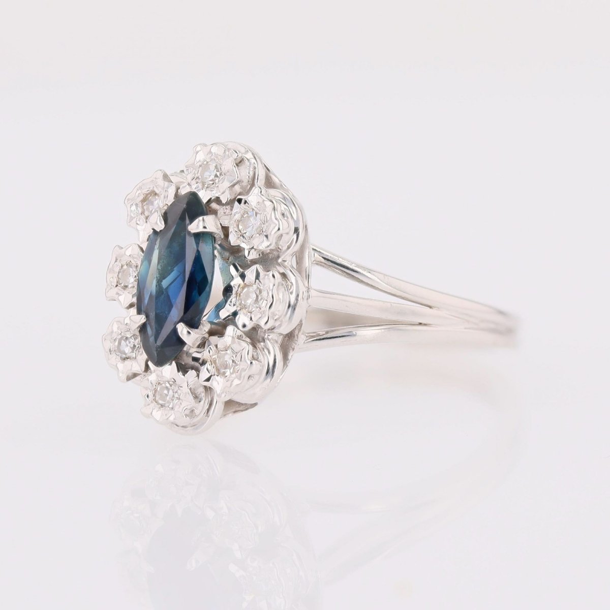 Bague marquise saphir diamants-photo-4