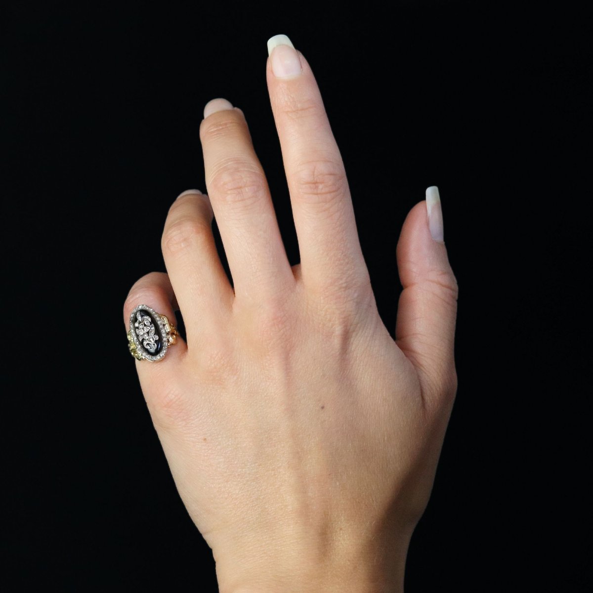 Bague ancienne à secret onyx diamants-photo-4