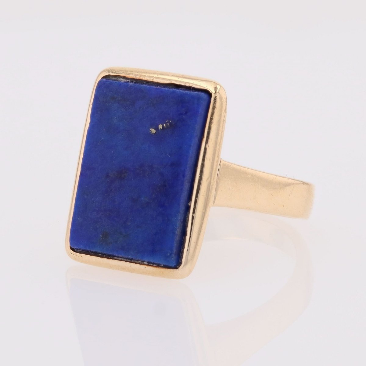 Bague ancienne rectangulaire lapis-lazuli et or-photo-5